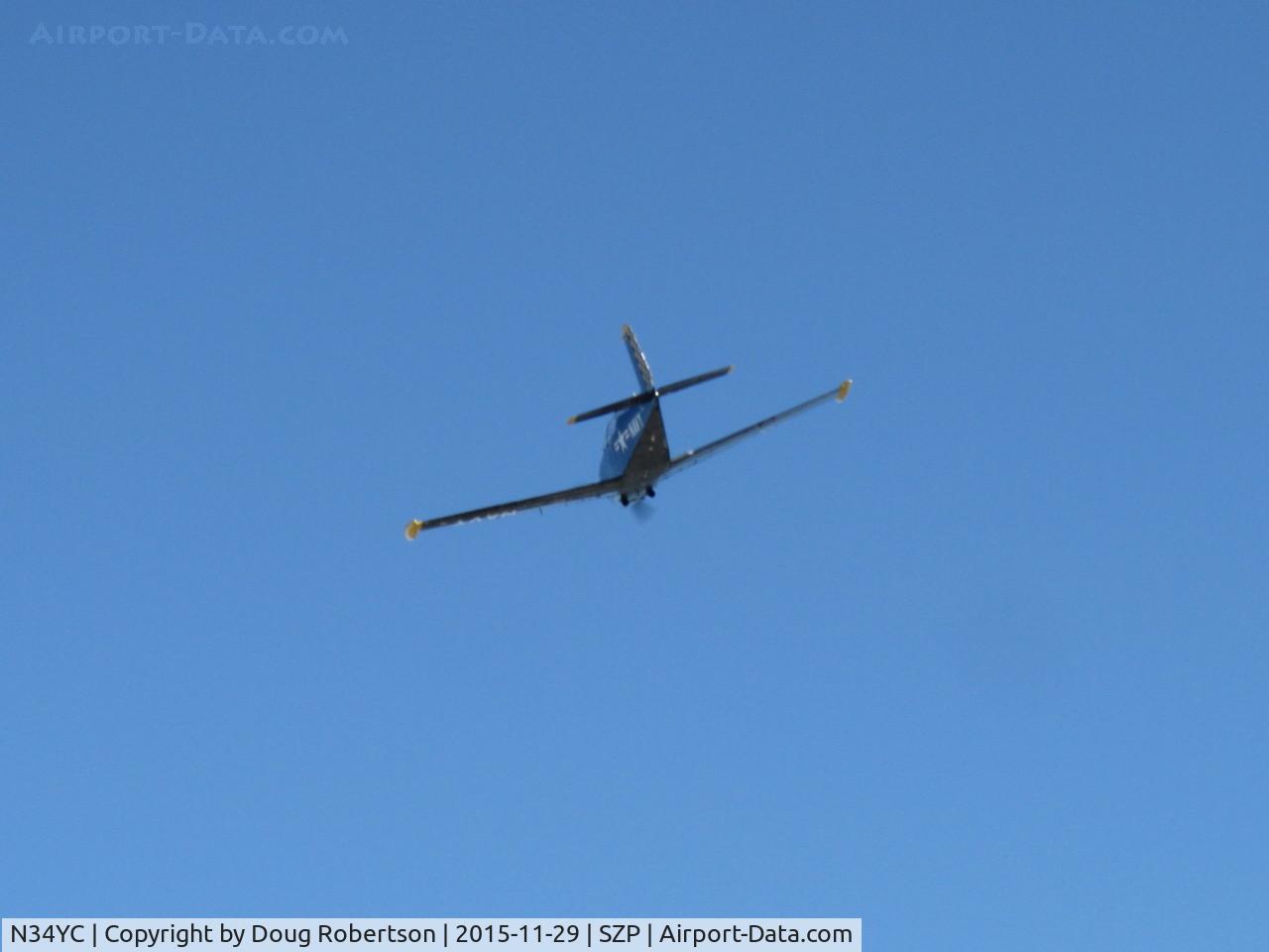 N34YC, Beech T-34A Mentor Mentor C/N G-810, Beech A45 MENTOR, Continental IO-520 285 Hp, fast takeoff climb Rwy 04 following local N341MR which see-