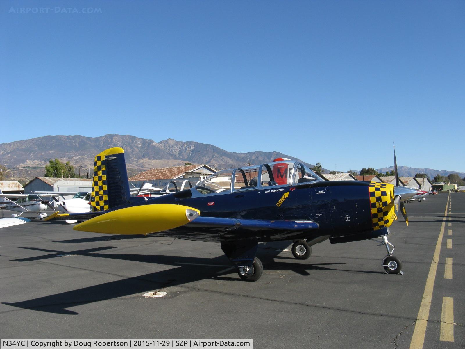 N34YC, Beech T-34A Mentor Mentor C/N G-810, Beech A45 MENTOR, Continental IO-520 285 Hp upgrade, a stunning visitor on transient line with N341MR D45 Mentor, which see-