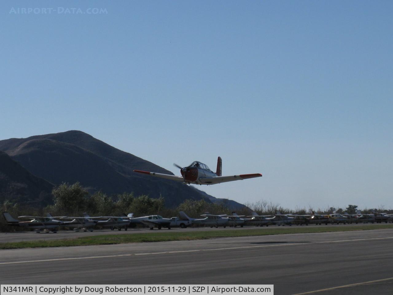 N341MR, 1955 Beech D-45 (T-34B) Mentor C/N BG-65, Beech D45 MENTOR, engine unknown, fast takeoff climb Rwy 04