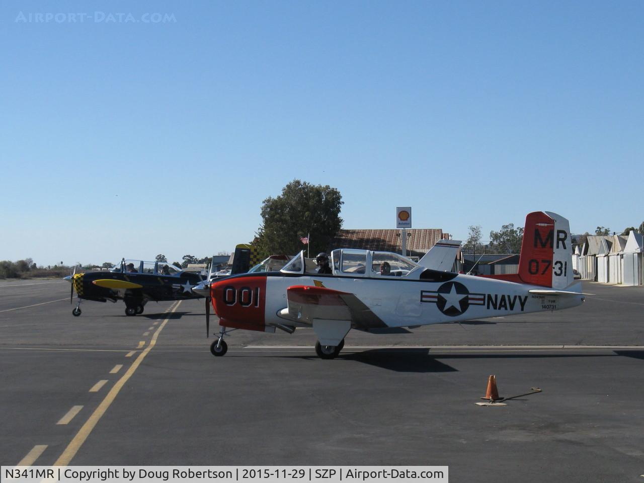 N341MR, 1955 Beech D-45 (T-34B) Mentor C/N BG-65, Beech D45 MENTOR, engine unknown, taxi to Rwy 04 from transient line