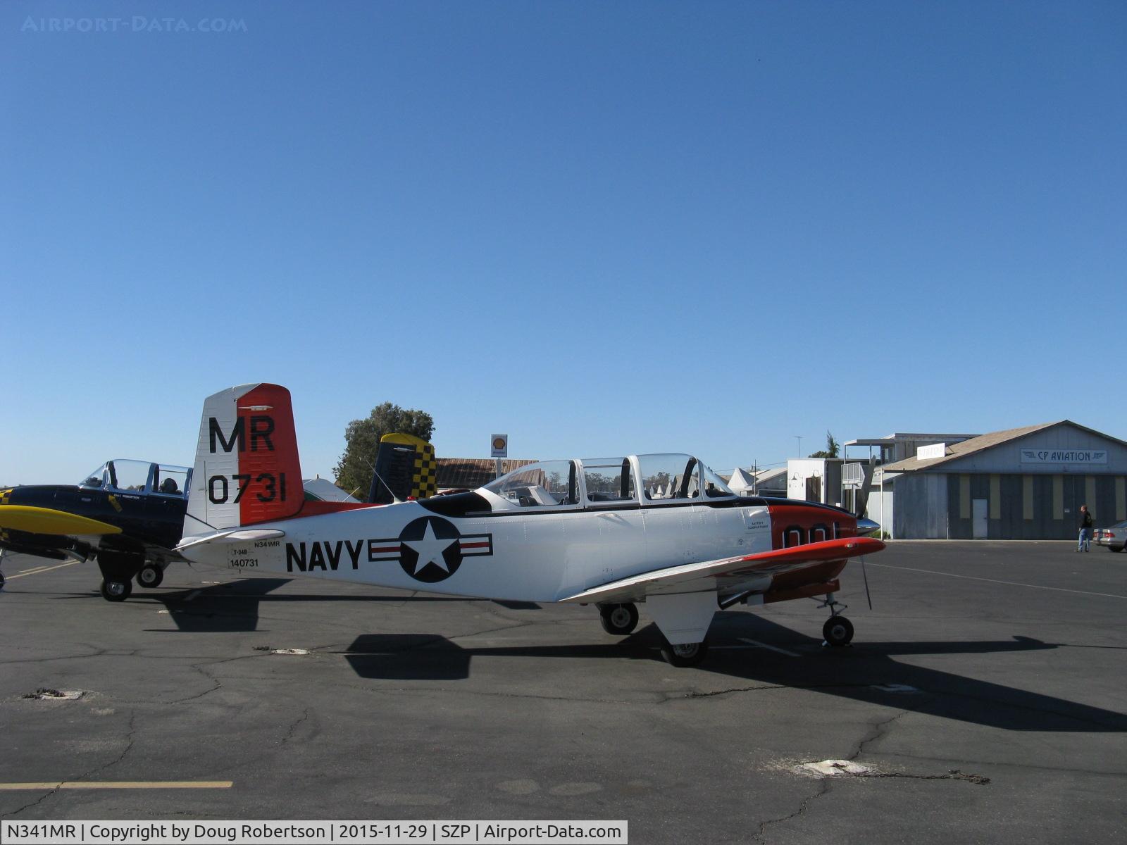 N341MR, 1955 Beech D-45 (T-34B) Mentor C/N BG-65, Beech D45 MENTOR, engine unknown, on transient line with N34YC A45 MENTOR-which see