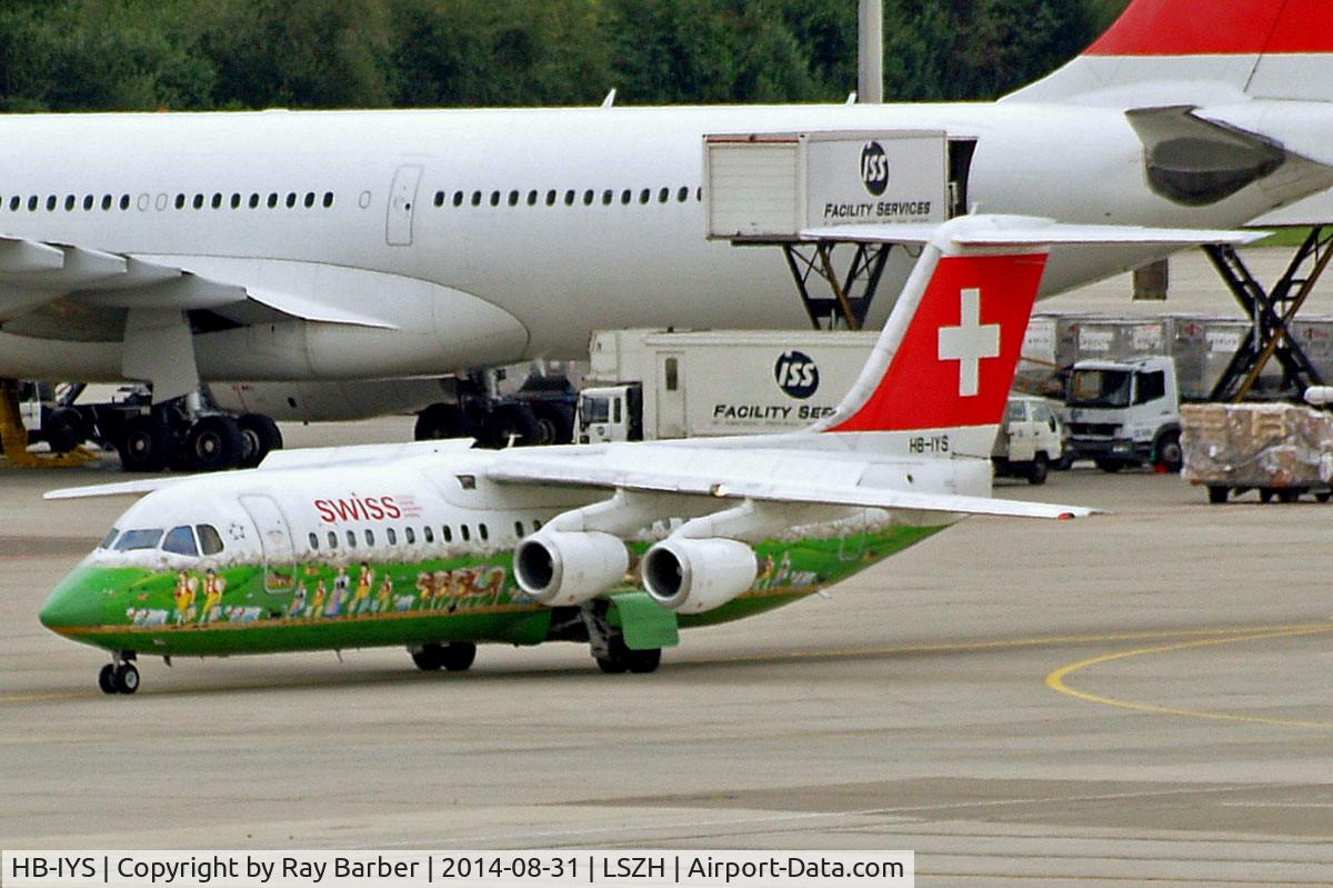 HB-IYS, 2001 British Aerospace Avro 146-RJ100 C/N E3381, British Aerospace BAe 146-RJ100 [E3381] (Swiss European Air Lines) Zurich~HB 31/08/2014