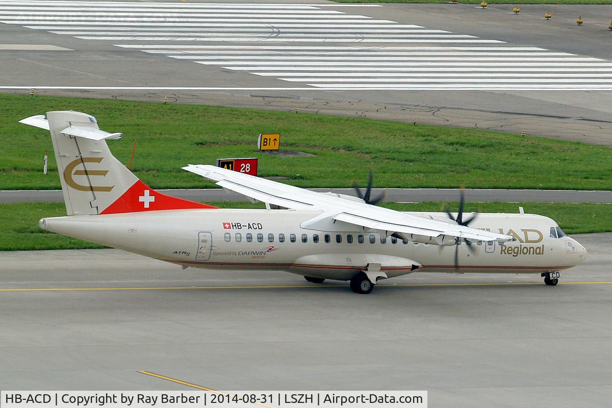 HB-ACD, 2001 ATR 72-212A C/N 668, Aerospatiale ATR-72-212A [668] (Darwin Airlines/Etihad Regional) Zurich~HB 31/08/2014