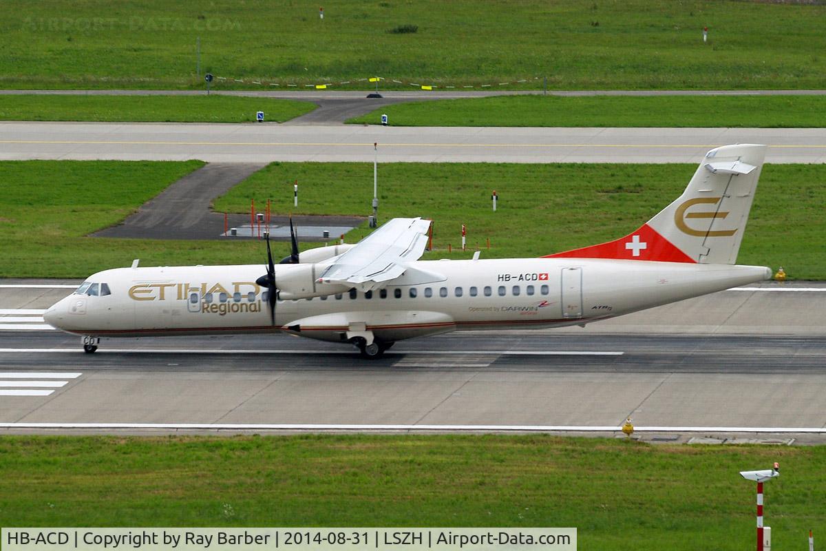 HB-ACD, 2001 ATR 72-212A C/N 668, Aerospatiale ATR-72-212A [668] (Darwin Airlines/Etihad Regional) Zurich~HB 31/08/2014