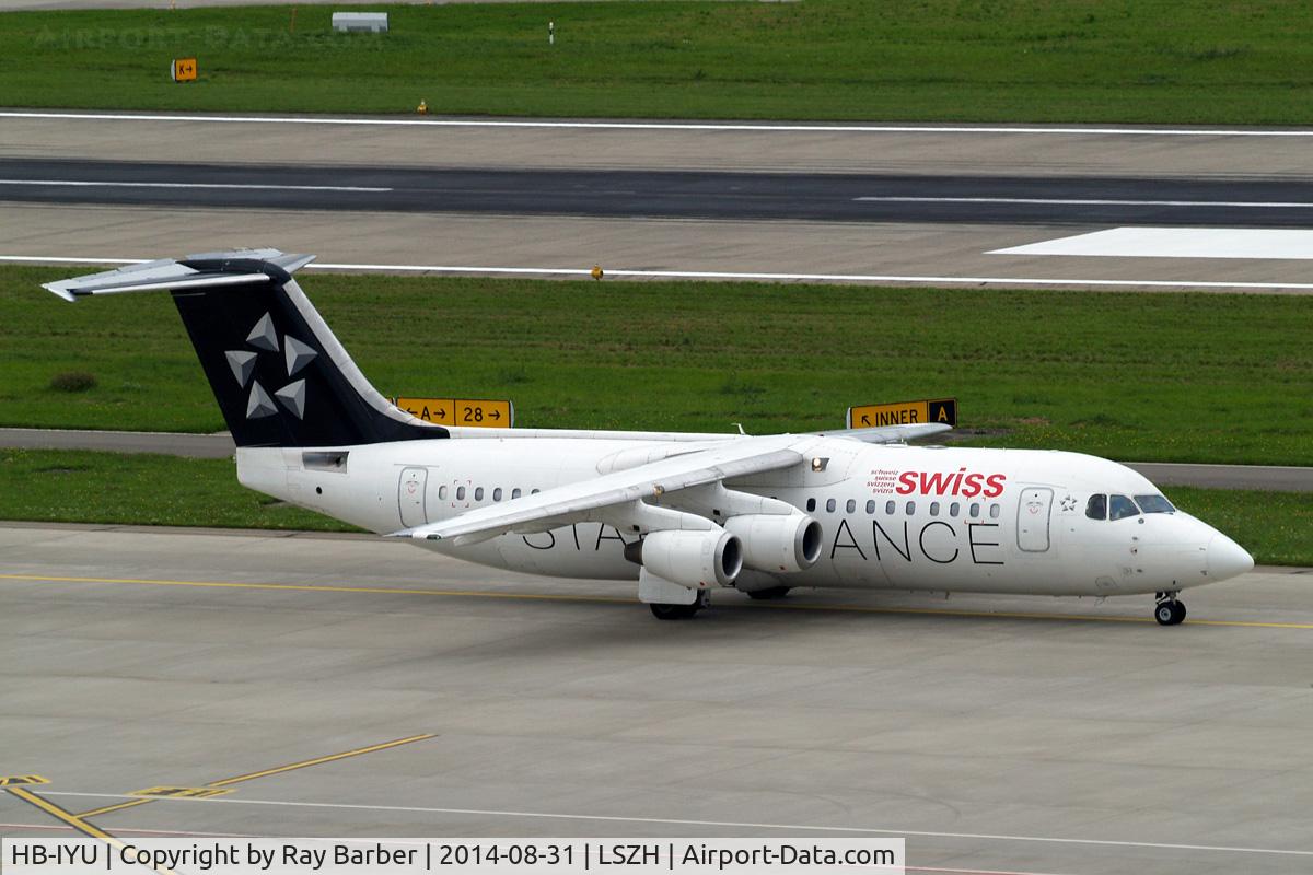 HB-IYU, 2000 British Aerospace Avro 146-RJ100 C/N E3379, British Aerospace BAe 146-RJ100 [E3379] (Swiss European Air Lines) Zurich~HB 31/08/2014