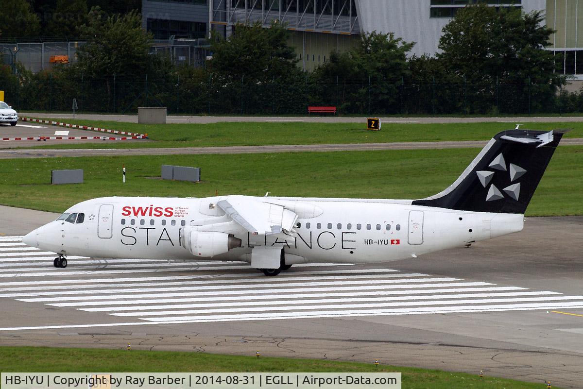 HB-IYU, 2000 British Aerospace Avro 146-RJ100 C/N E3379, British Aerospace BAe 146-RJ100 [E3379] (Swiss European Air Lines) Zurich~HB 31/08/2014