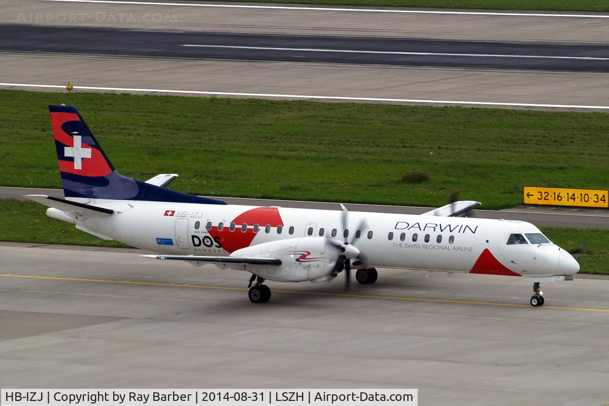 HB-IZJ, 1995 Saab 2000 C/N 2000-015, SAAB 2000 [015] (Darwin Airlines) Zurich~HB 31/08/2014