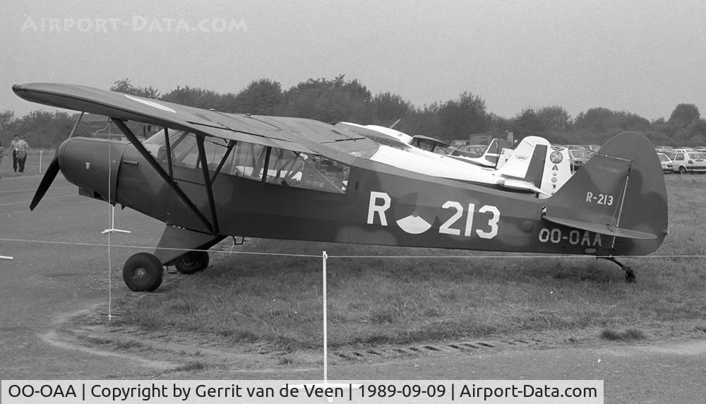 OO-OAA, 1950 Piper L-21A Super Cub (PA-18-125) C/N 18-568, seen at the Brustem (EBST) airshow ex KLu R-213