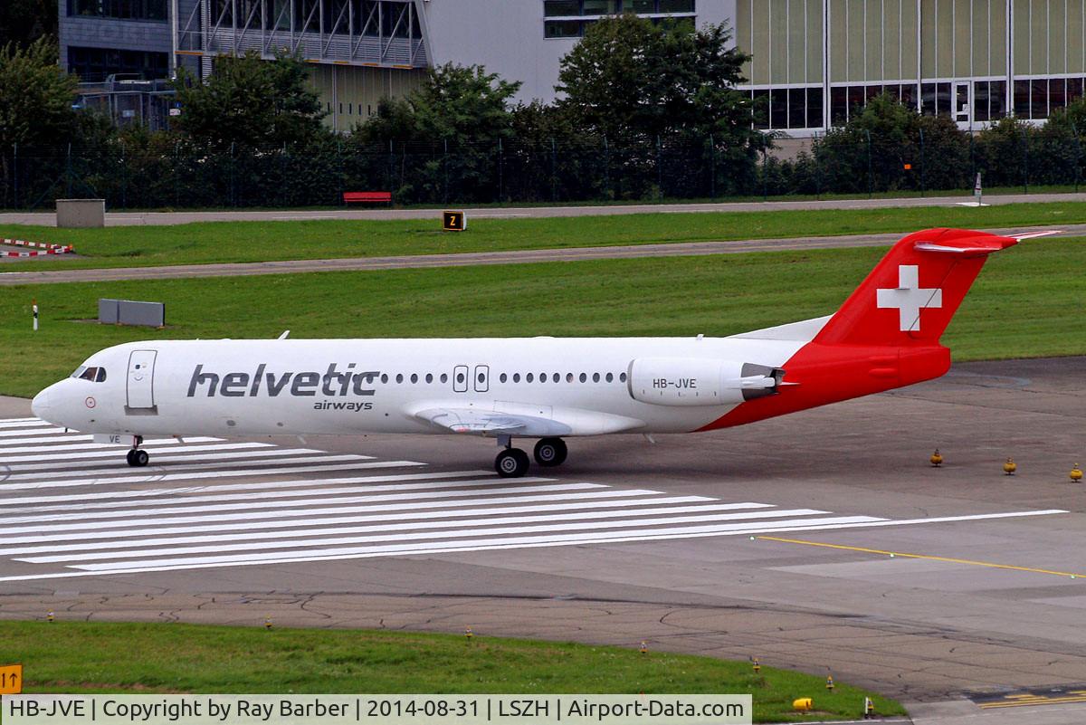 HB-JVE, 1993 Fokker 100 (F-28-0100) C/N 11459, Fokker F-100 [11459] (Helvetic Airways) Zurich~HB 31/08/2014