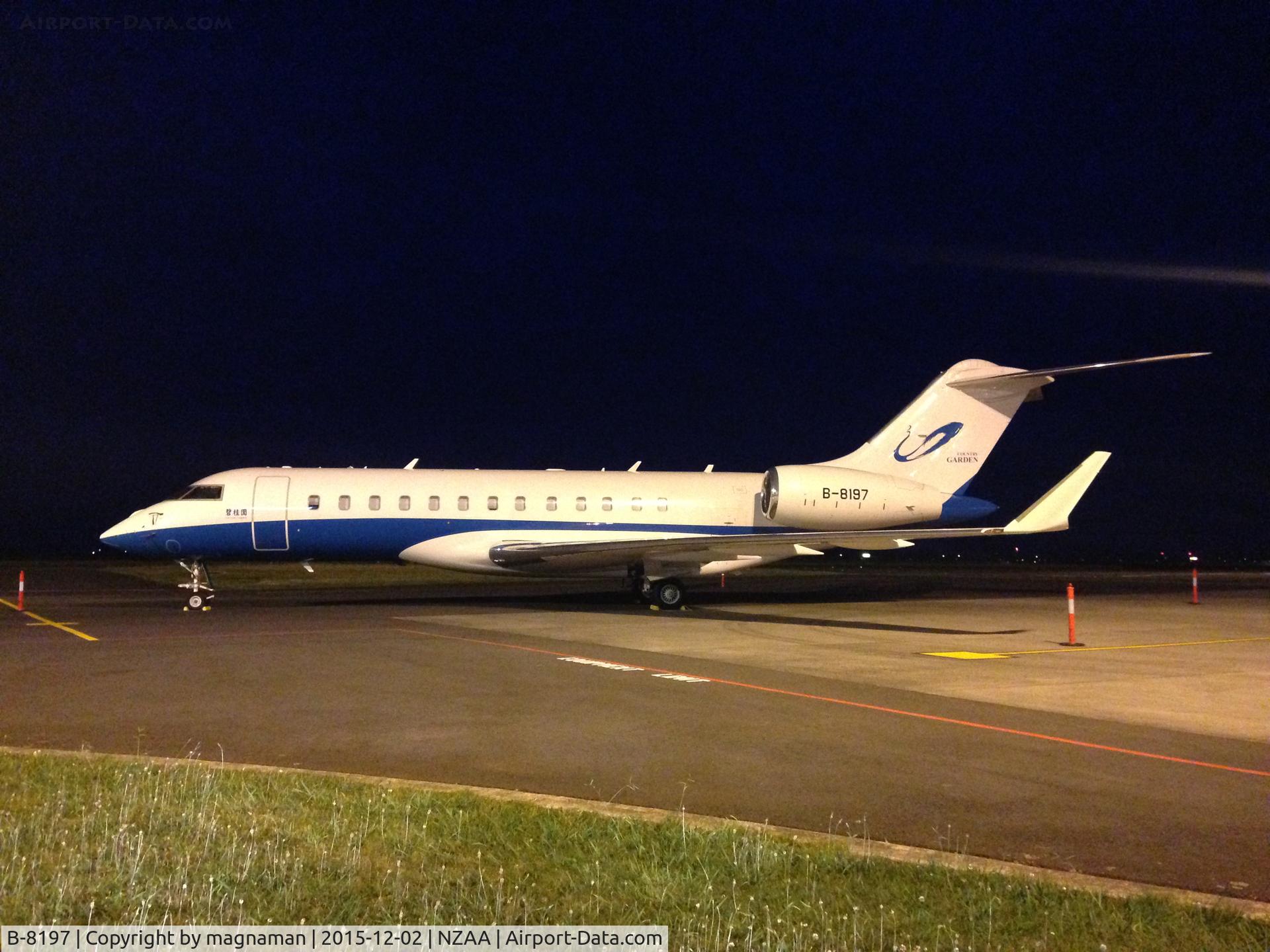 B-8197, 2011 Bombardier BD-700-1A10 Global Express XRS C/N 9473, At AKL having arrived from Malaysia
