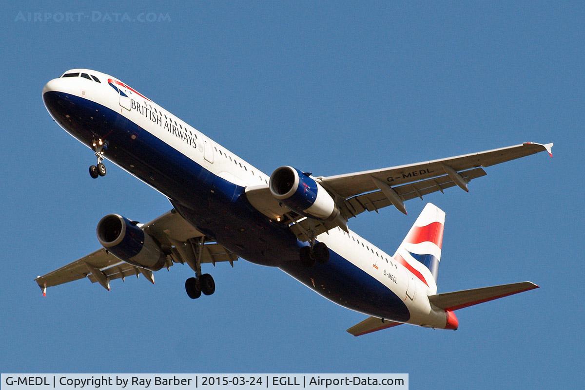 G-MEDL, 2006 Airbus A321-231 C/N 2653, Airbus A321-231 [2653] (British Airways) Home~G 24/03/2015. On approach 27R.