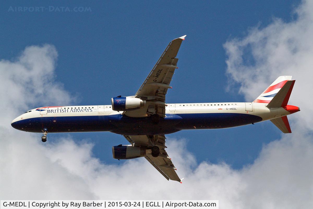 G-MEDL, 2006 Airbus A321-231 C/N 2653, Airbus A321-231 [2653] (British Airways) Home~G 24/03/2015. On approach 27R.