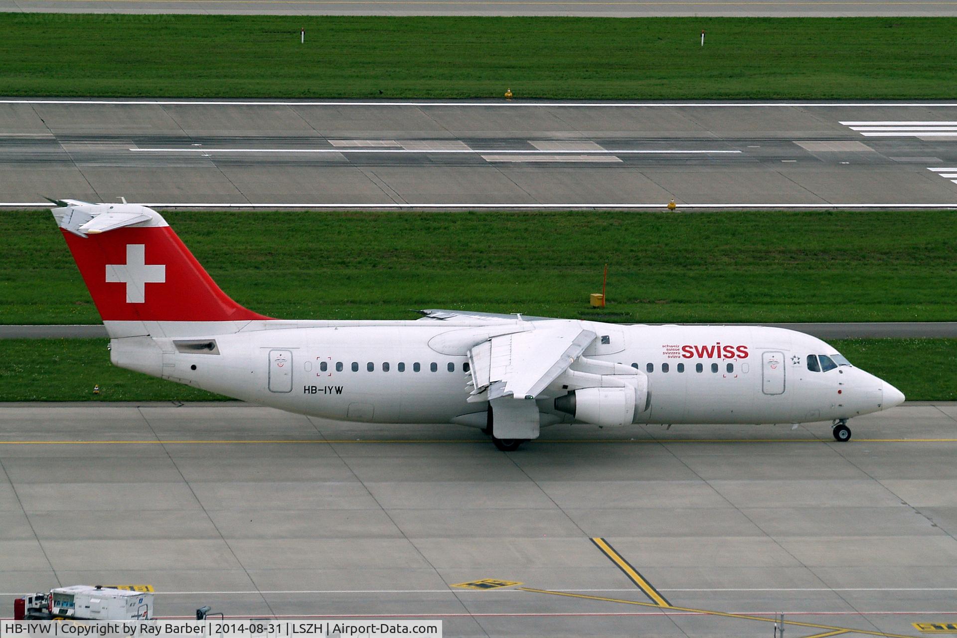 HB-IYW, 1999 British Aerospace Avro 146-RJ100 C/N E3359, BAe 146RJ-100 [E3359] (Swiss European Air Lines) Zurich~HB 31/08/2014. Markings now removed from engine cowls.