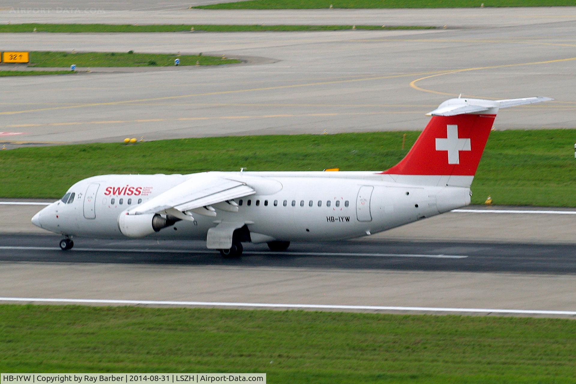 HB-IYW, 1999 British Aerospace Avro 146-RJ100 C/N E3359, BAe 146RJ-100 [E3359] (Swiss European Air Lines) Zurich~HB 31/08/2014. Markings now removed from engine cowls.