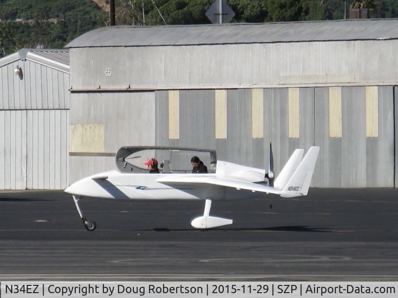 N34EZ, 1998 Rutan VariEze C/N 001 (N34EZ), 1998 Gress RUTAN VARI-EZE canard, Continental O-200 100 Hp pusher, taxi
