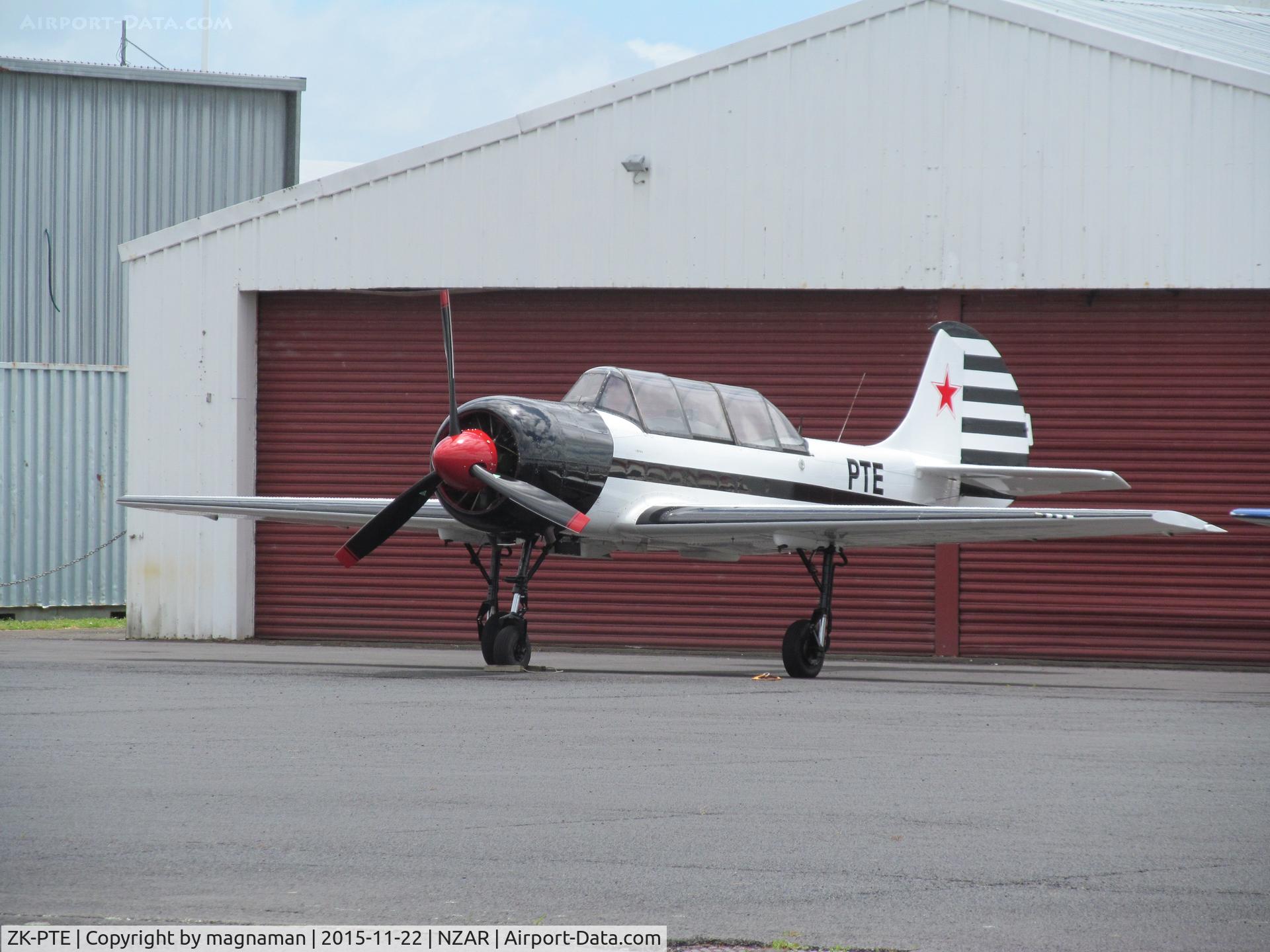 ZK-PTE, Yakovlev Yak-52 C/N 9010311, view across apron