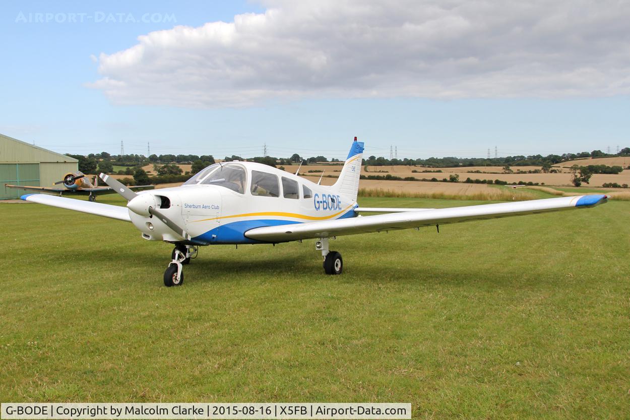 G-BODE, 1988 Piper PA-28-161 Cherokee Warrior II C/N 2816039, Piper PA-28-161 Cherokee Warrior II, Fishburn Airfield, August 16th 2015.