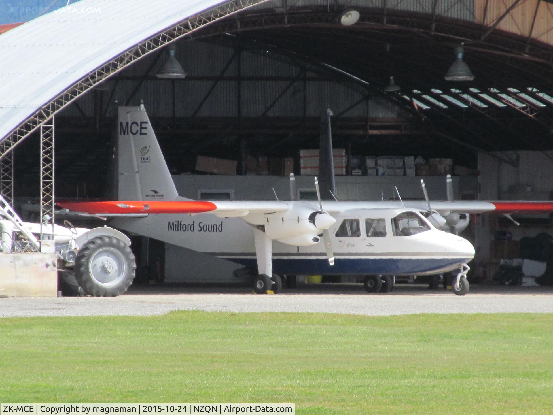 ZK-MCE, 1974 Britten-Norman BN-2A-26 Islander C/N 724, Hiding in their hangar at QT