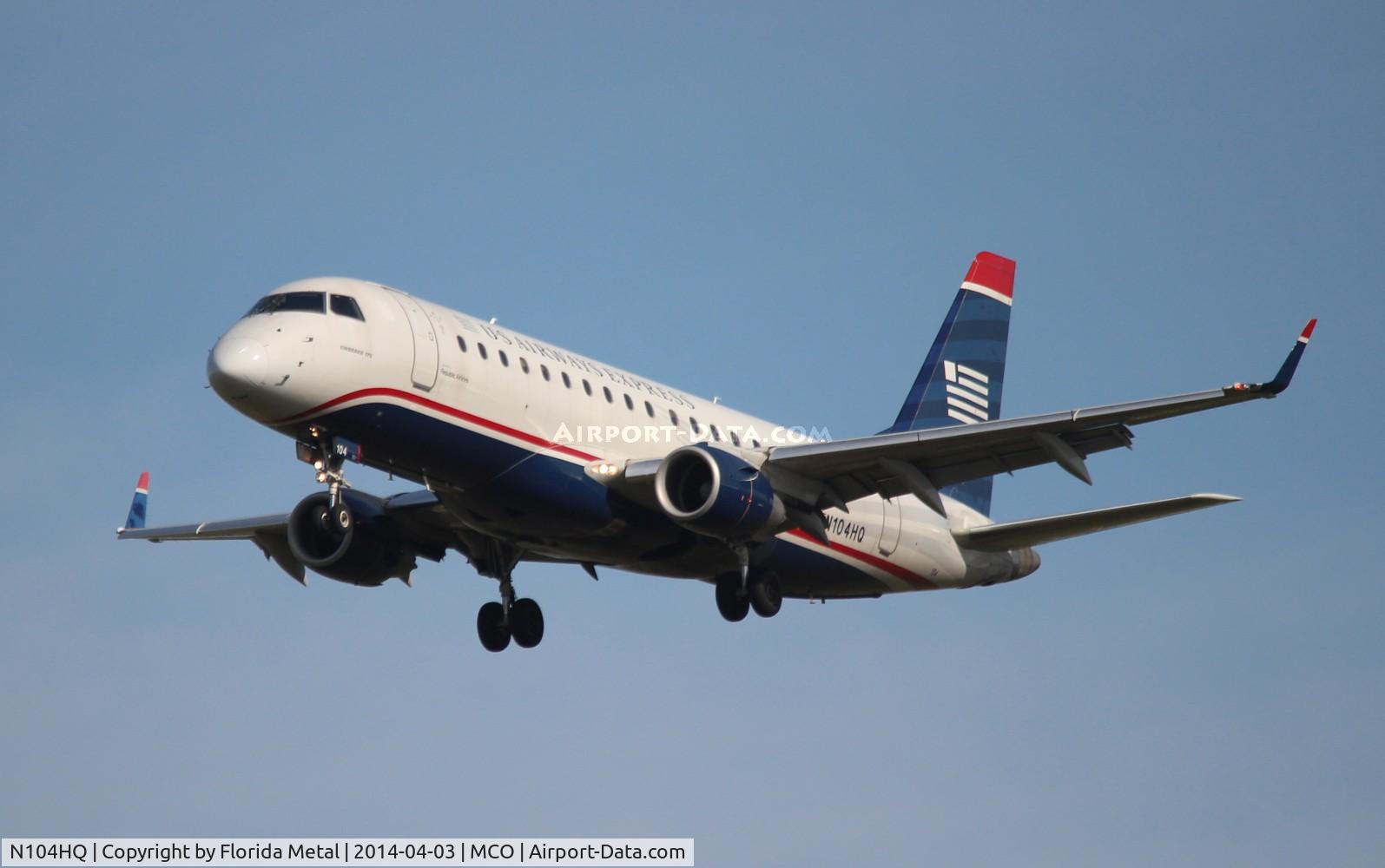 N104HQ, 2007 Embraer 175LR (ERJ-170-200LR) C/N 17000160, US Airways E175