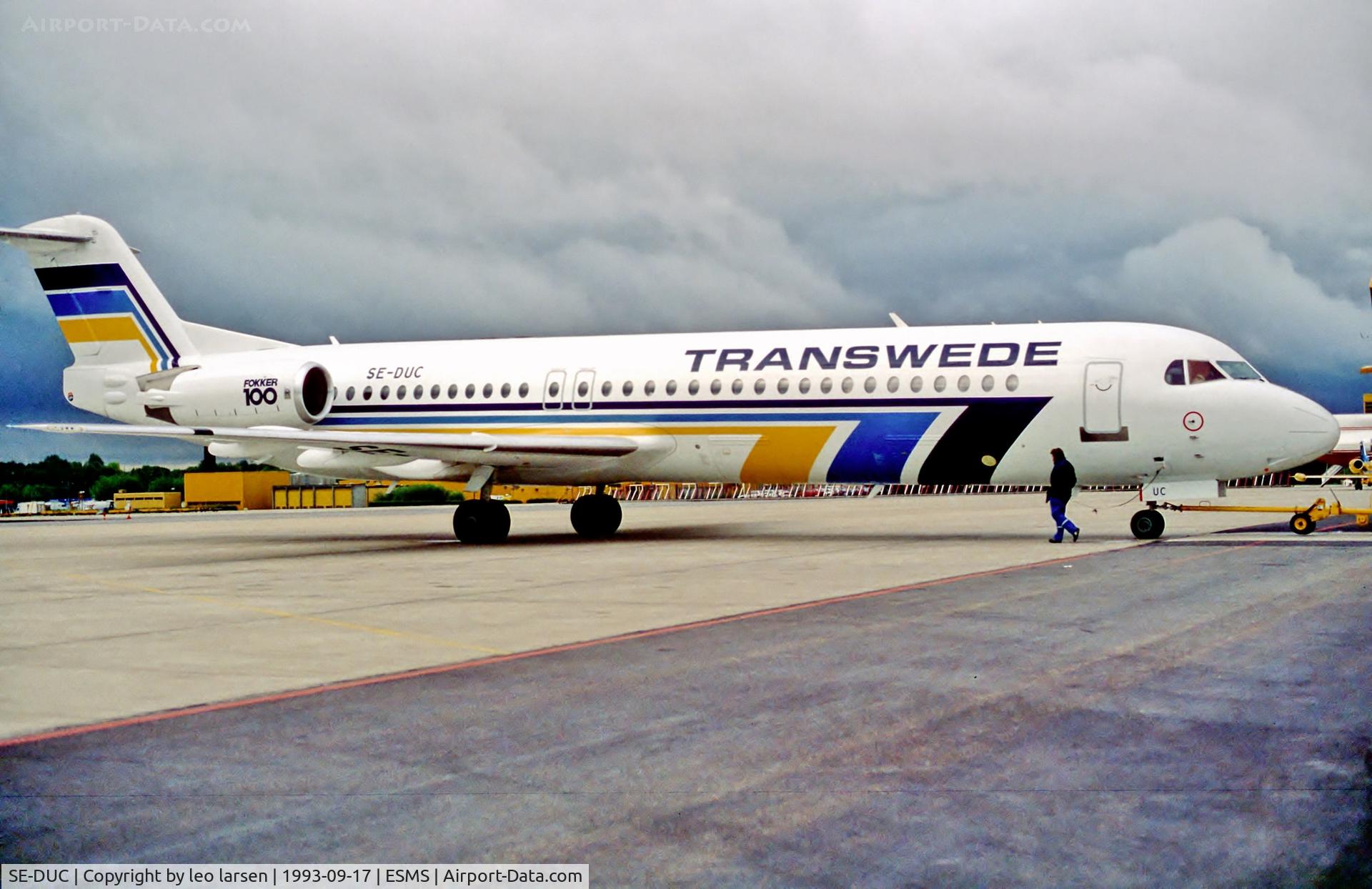 SE-DUC, 1990 Fokker 100 (F-28-0100) C/N 11324, Malmoe 17.9.93