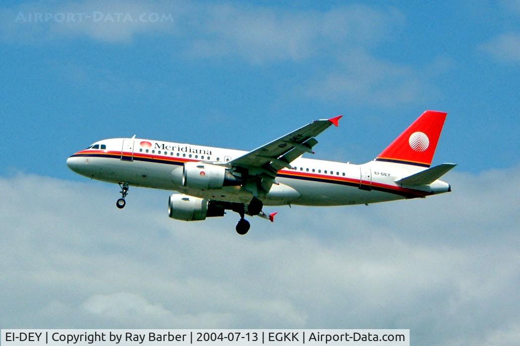EI-DEY, 1999 Airbus A319-112 C/N 1102, Airbus A319-112 [1102] (Meridiana) Gatwick~G 13/07/2004