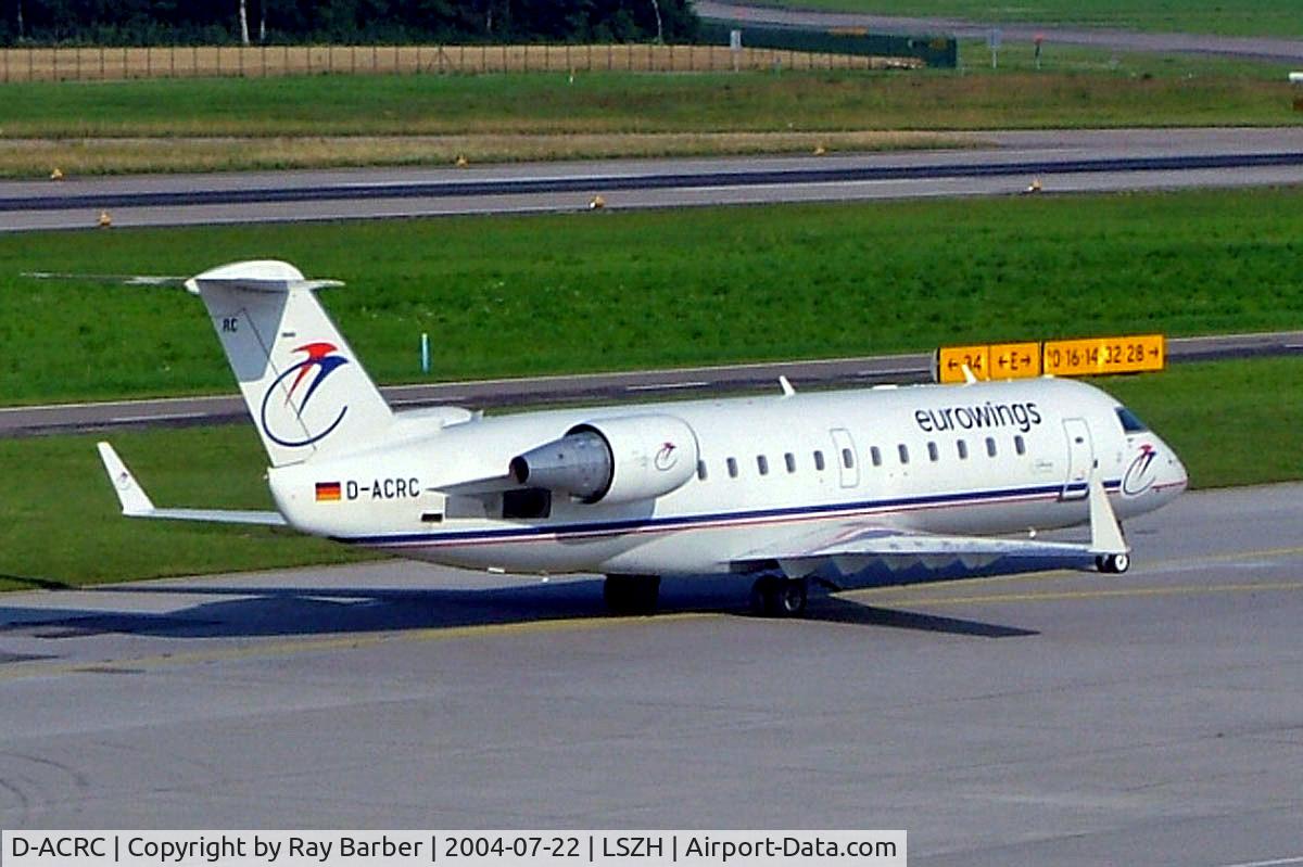 D-ACRC, 2001 Canadair CRJ-200ER (CL-600-2B19) C/N 7573, Canadair CRJ-200LR [7573] (Eurowings) Zurich~HB 22/07/2004