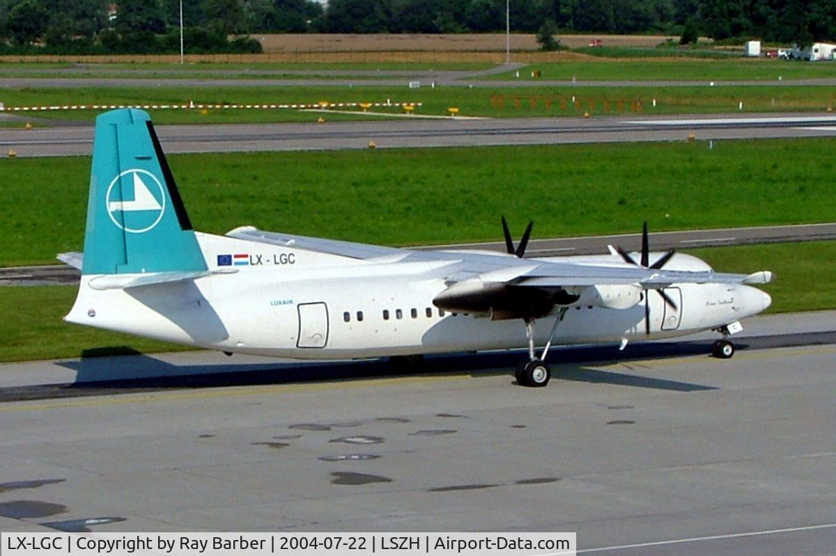 LX-LGC, 1989 Fokker 50 C/N 20168, Fokker F-50 [20168] (Luxair) Zurich~HB 22/07/2004