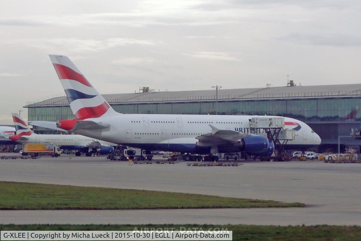 G-XLEE, 2013 Airbus A380-841 C/N 148, At Heathrow