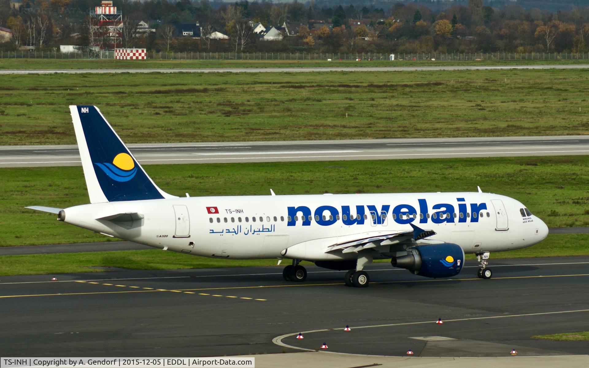 TS-INH, 2011 Airbus A320-214 C/N 4623, Nouvelair, is here taxiing at Düsseldorf Int'l(EDDL)