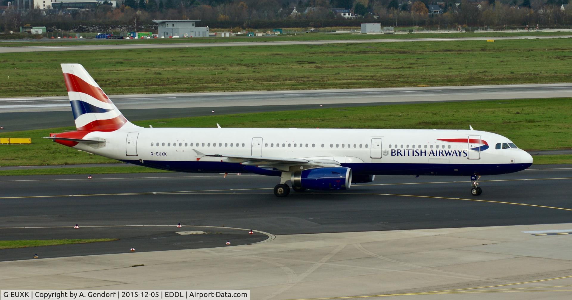 G-EUXK, 2007 Airbus A321-231 C/N 3235, British Airways, seen here at Düsseldorf Int'l(EDDL), shortly after landing