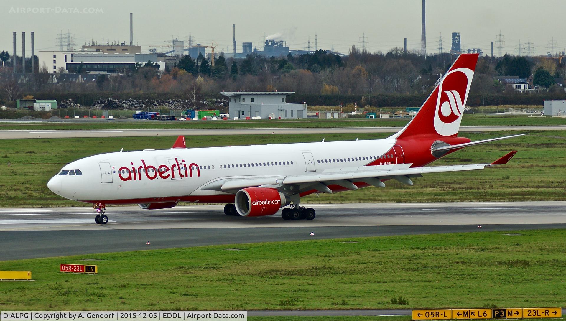 D-ALPG, 2002 Airbus A330-223 C/N 493, Air Berlin, seen here on RWY 23L after arrival at Düsseldorf Int'l(EDDL)