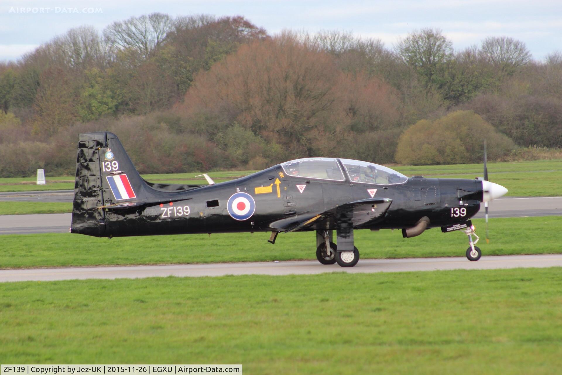ZF139, 1988 Short S-312 Tucano T1 C/N S005/T5, just landed runway 04,
