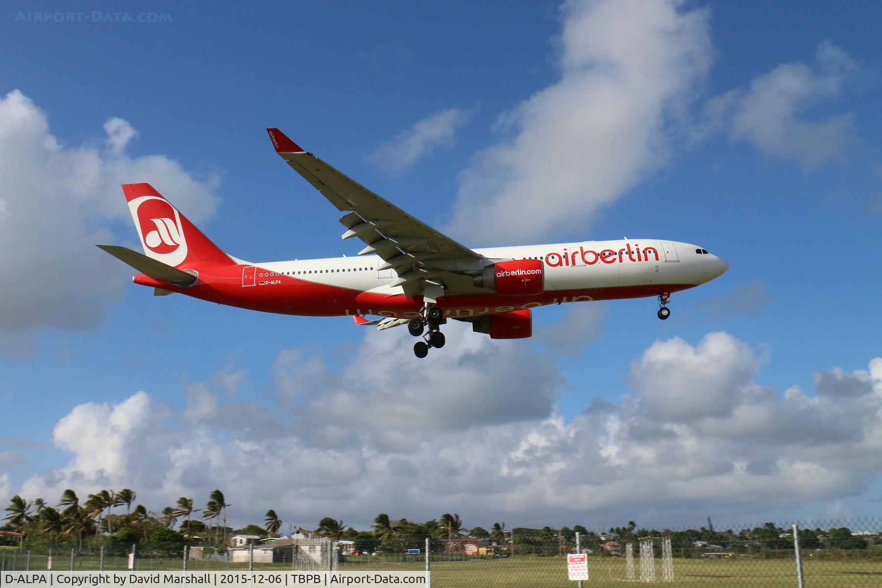 D-ALPA, 2001 Airbus A330-223 C/N 403, On arrival at Grantley Adams International Airport, Barbados