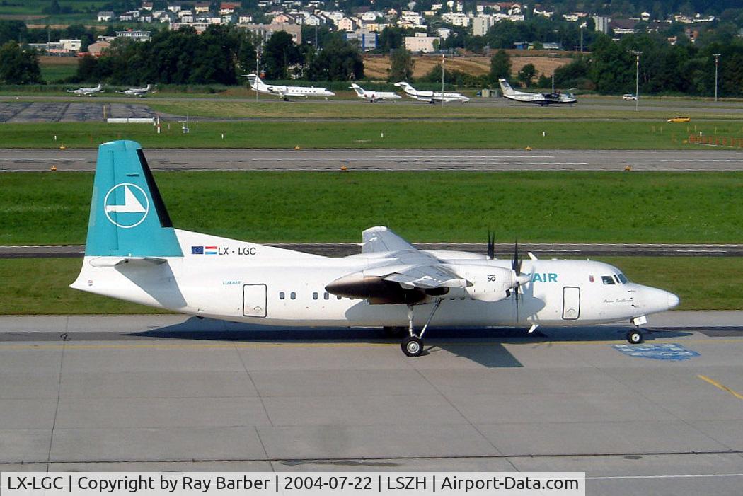 LX-LGC, 1989 Fokker 50 C/N 20168, Fokker F-50 [20168] (Luxair) Zurich~HB 22/07/2004