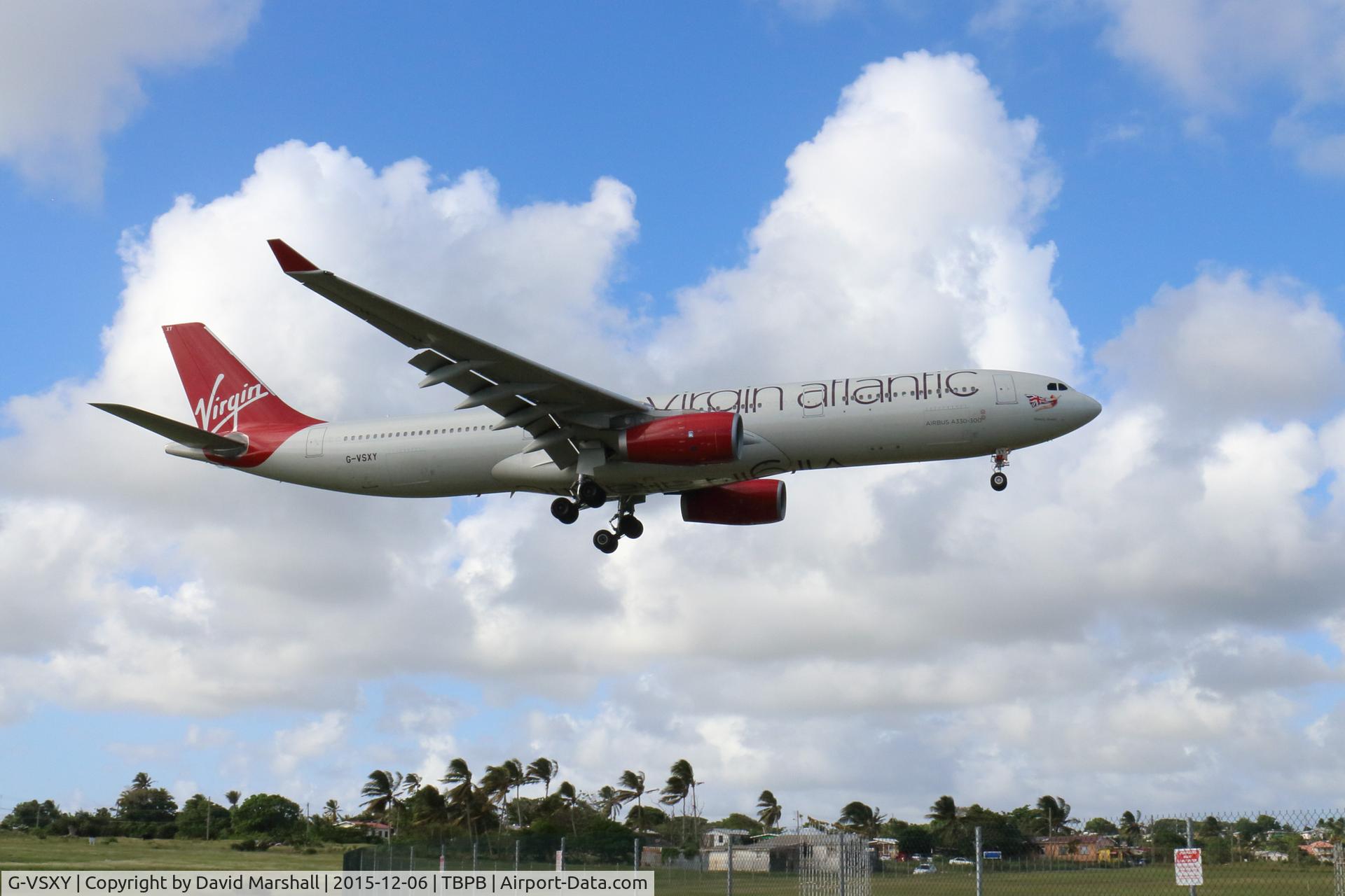 G-VSXY, 2010 Airbus A330-343X C/N 1195, On approach to Grantley Adams International Airport, Barbados