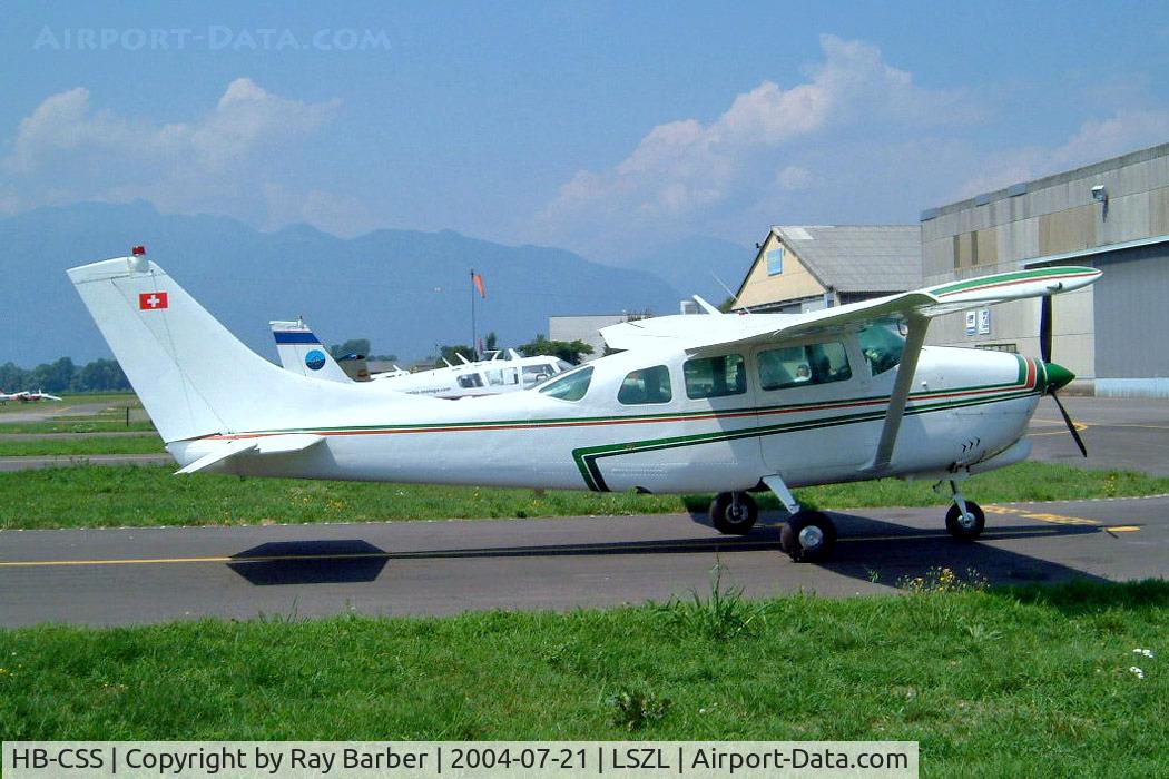 HB-CSS, 1966 Cessna 210F Centurion C/N 21058757, Cessna 210F Centurion [210-58757] Locarno~HB 21/07/2004. Seen here unmarked.