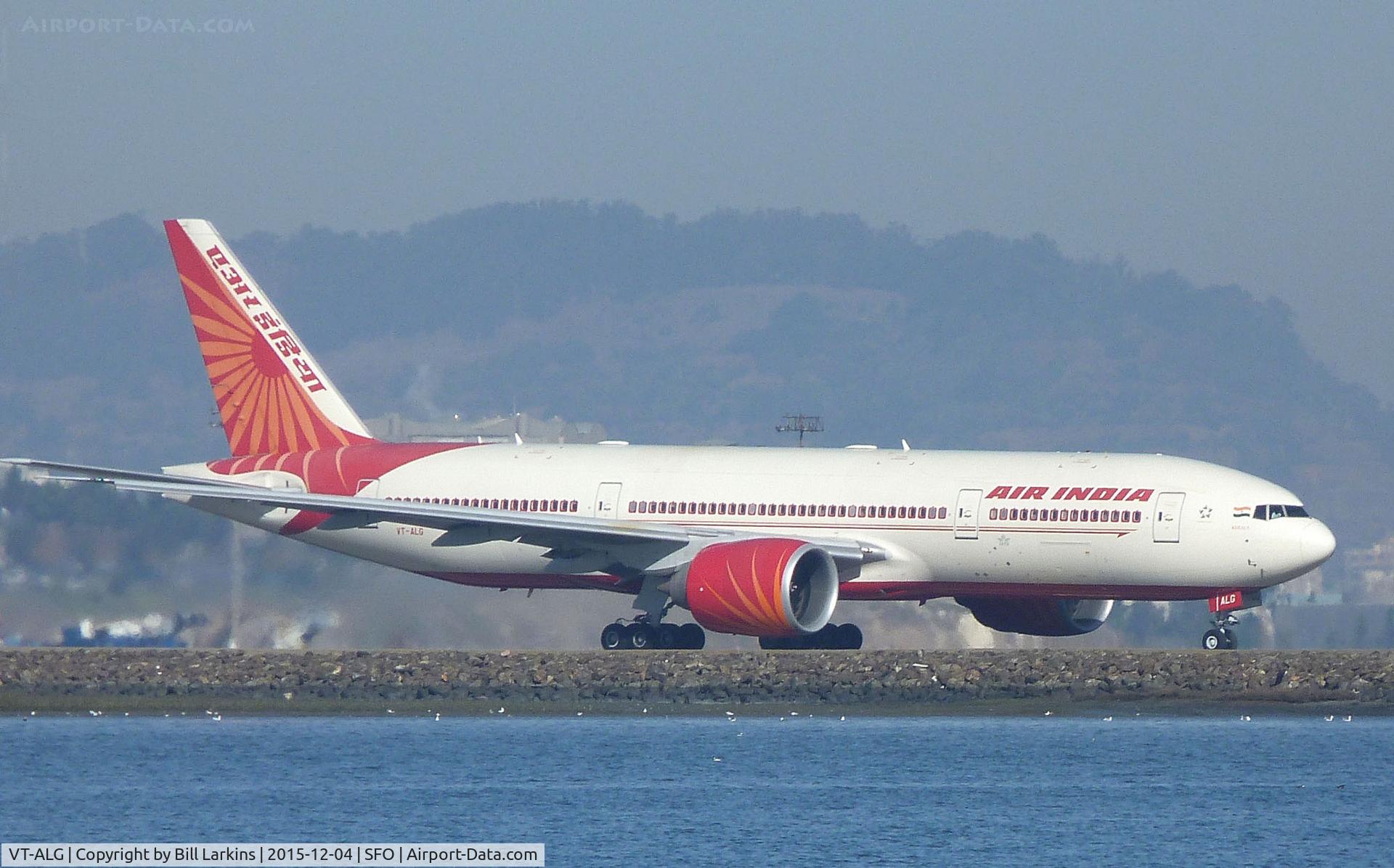 VT-ALG, 2009 Boeing 777-237/LR C/N 36306, Leaving San Francisco for second nonstop flight to Delhi.