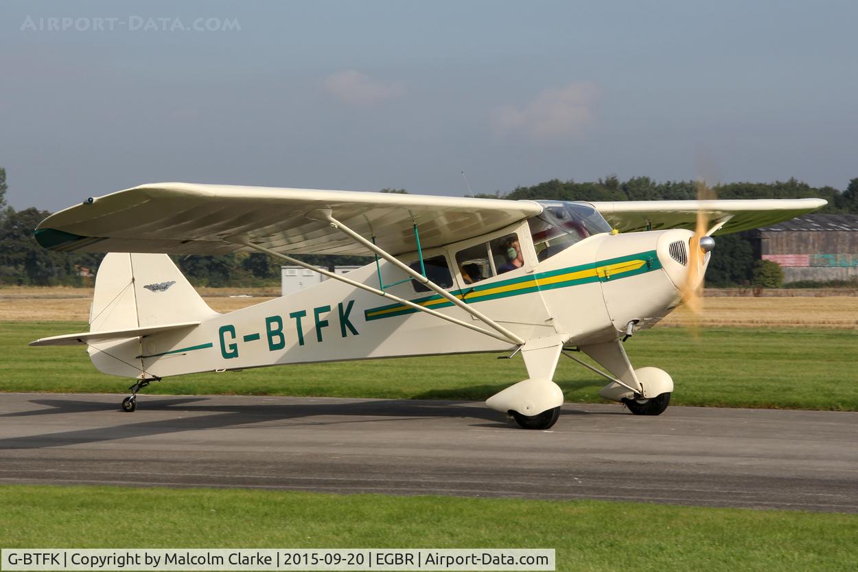 G-BTFK, 1947 Taylorcraft BC-12D Twosome C/N 10540, Taylorcraft BC-12D Twosome at The Real Aeroplane Club's Helicopter Fly-In, Breighton Airfield, September 20th 2015.