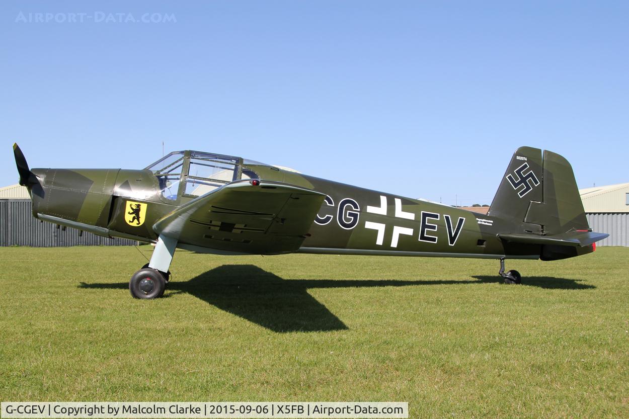 G-CGEV, 1970 Heliopolis Gomhouria Mk.6 (Bu-181) C/N 067, Bucker Bu-181D (Gomhouria 181 MK6) Bestmann, Fishburn Airfield, September 6th 2015.