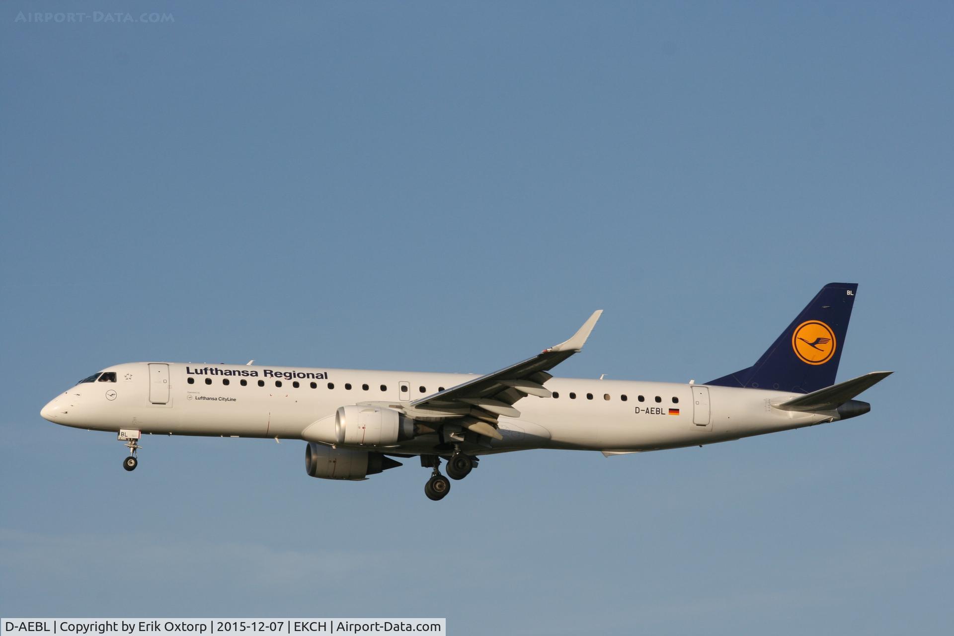 D-AEBL, 2012 Embraer 195LR (ERJ-190-200LR) C/N 19000507, D-AEBL about to land rw 22L