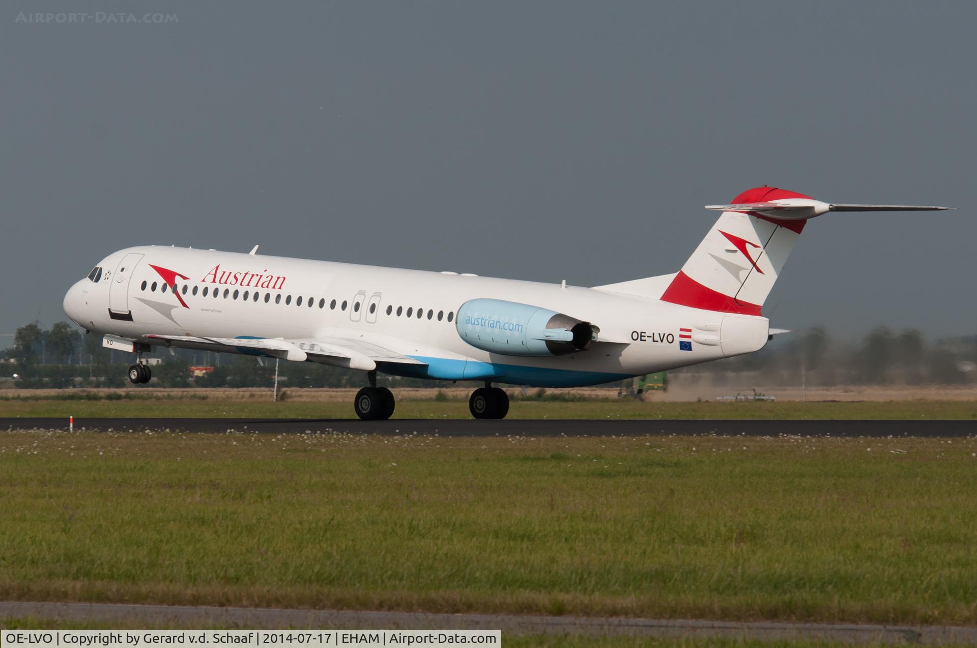 OE-LVO, 1993 Fokker 100 (F-28-0100) C/N 11460, Schiphol, July 2014