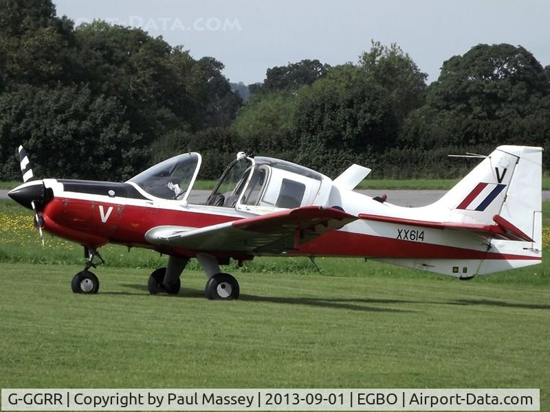 G-GGRR, 1974 Scottish Aviation Bulldog T.1 C/N BH120/272, @the Wings& Wheels autumn fly-in. Painted as R.A.F. XX614. EX:-G-CBAM,XX614.