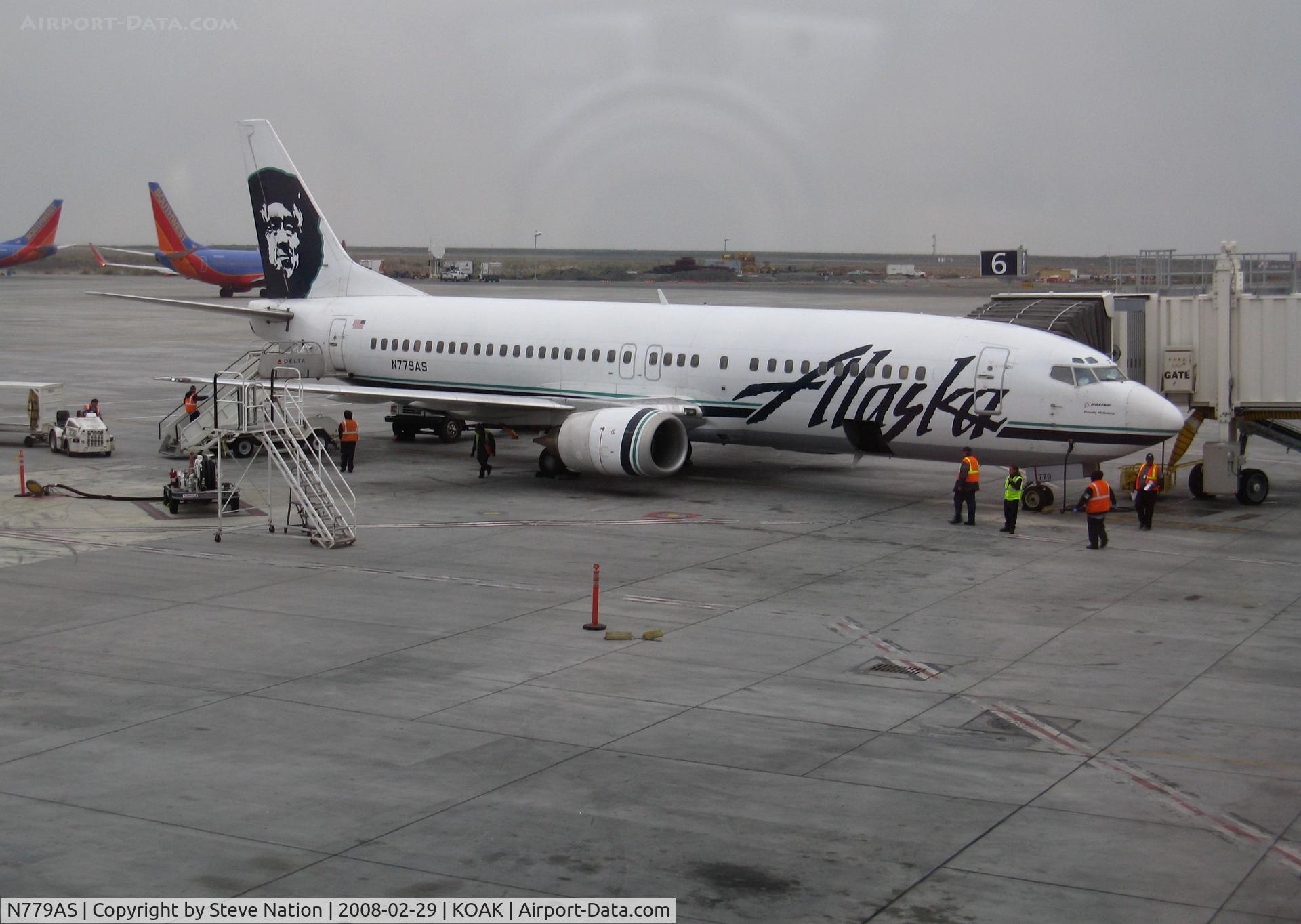 N779AS, 1994 Boeing 737-4Q8 C/N 25111, Alaska Airlines 1994 737-4Q8 between flights @ Oakland International Airport, CA