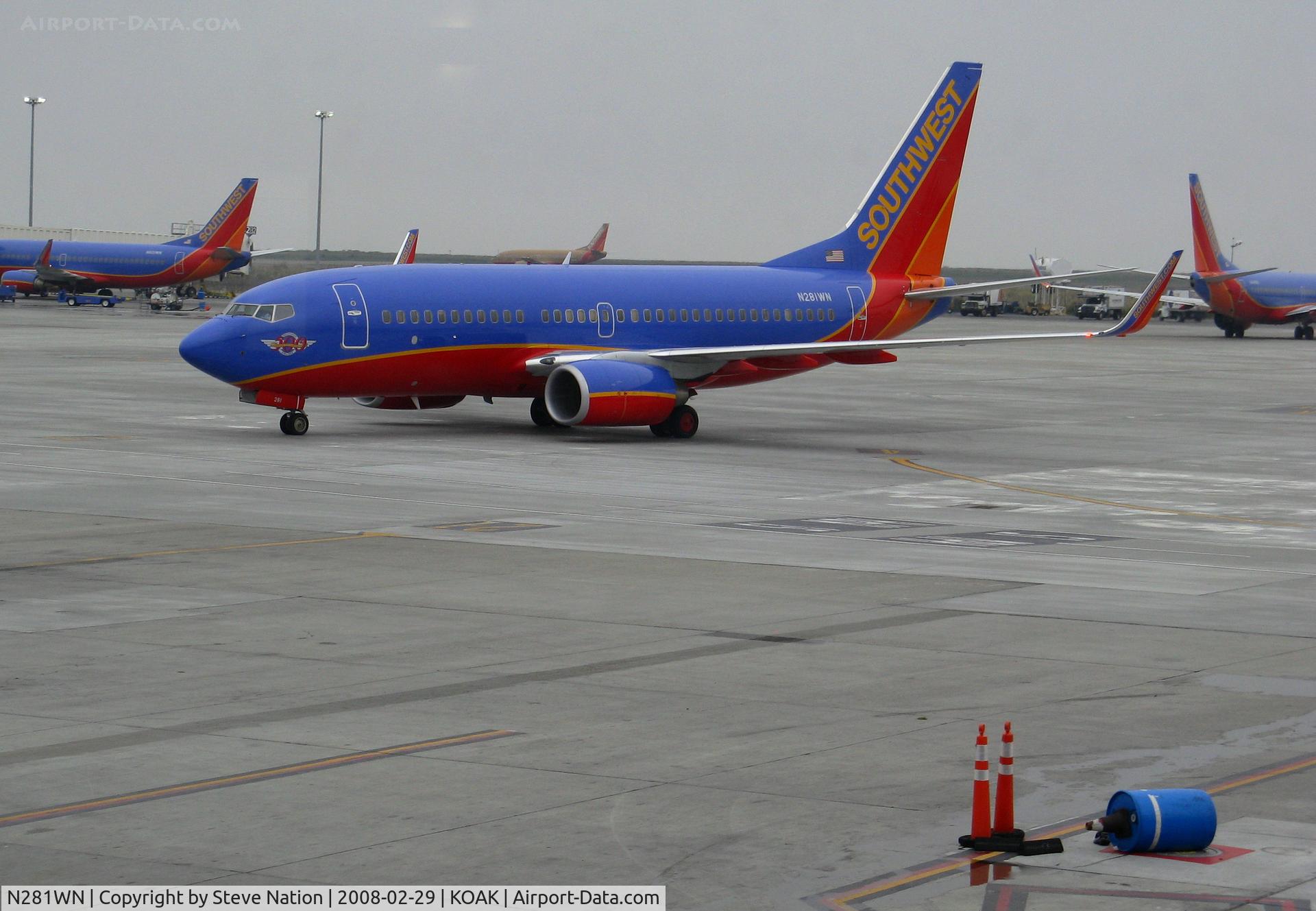N281WN, 2007 Boeing 737-7H4 C/N 36528, Southwest Airlines 2007 737-7H4 with 