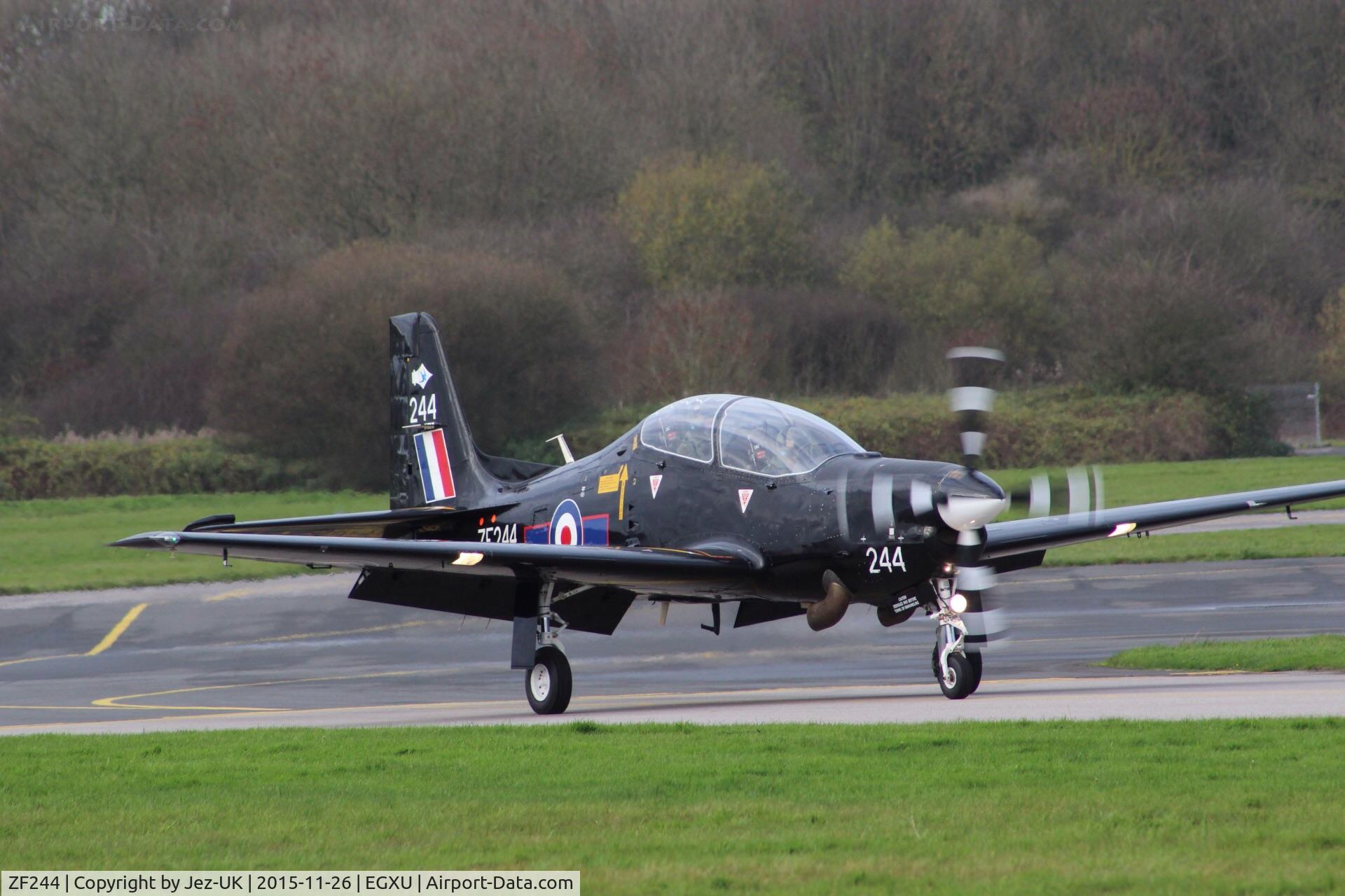 ZF244, 1990 Short S-312 Tucano T1 C/N S050/T45, just landed and turned off runway 04,