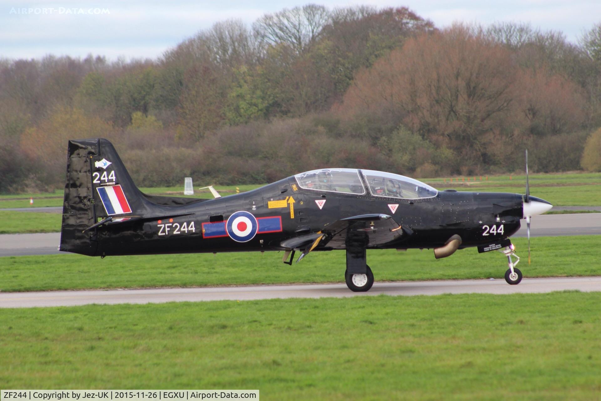 ZF244, 1990 Short S-312 Tucano T1 C/N S050/T45, taxi to main apron from runway 04,
