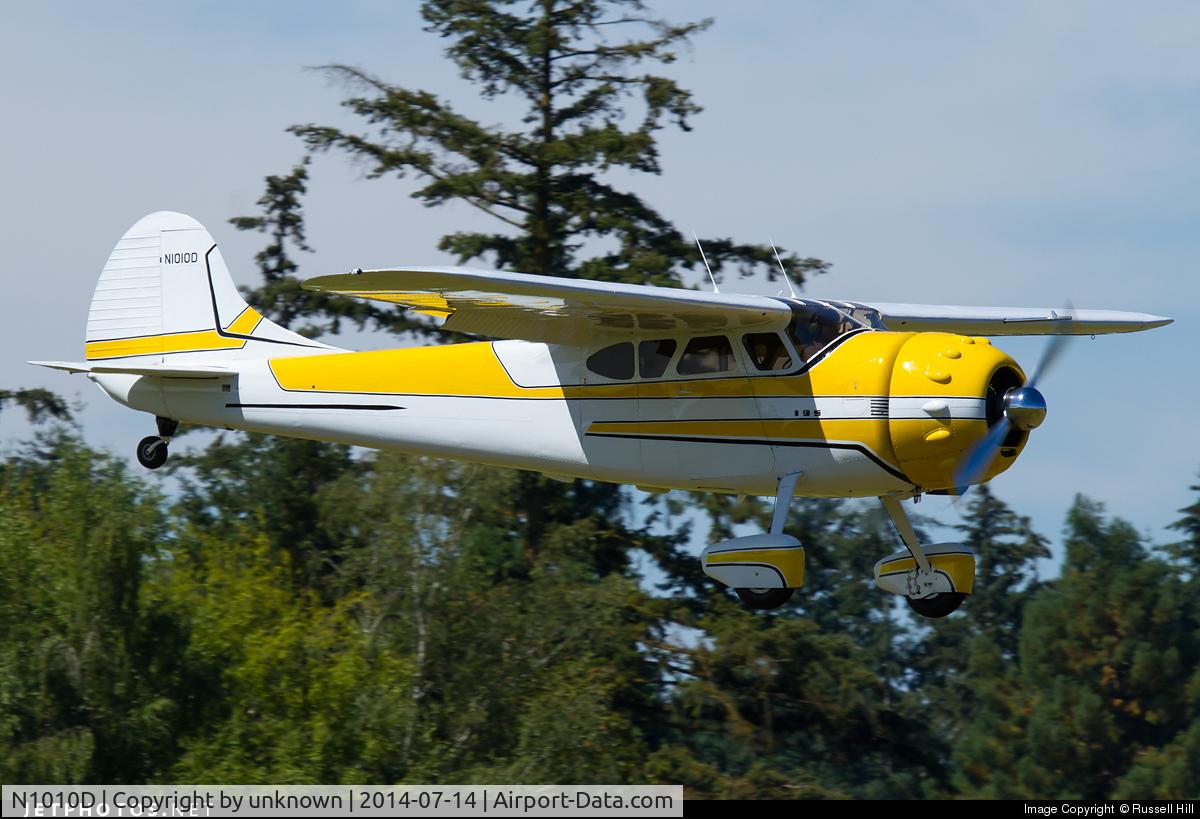 N1010D, 1950 Cessna 195A C/N 7618, N1010D landing in Oregon