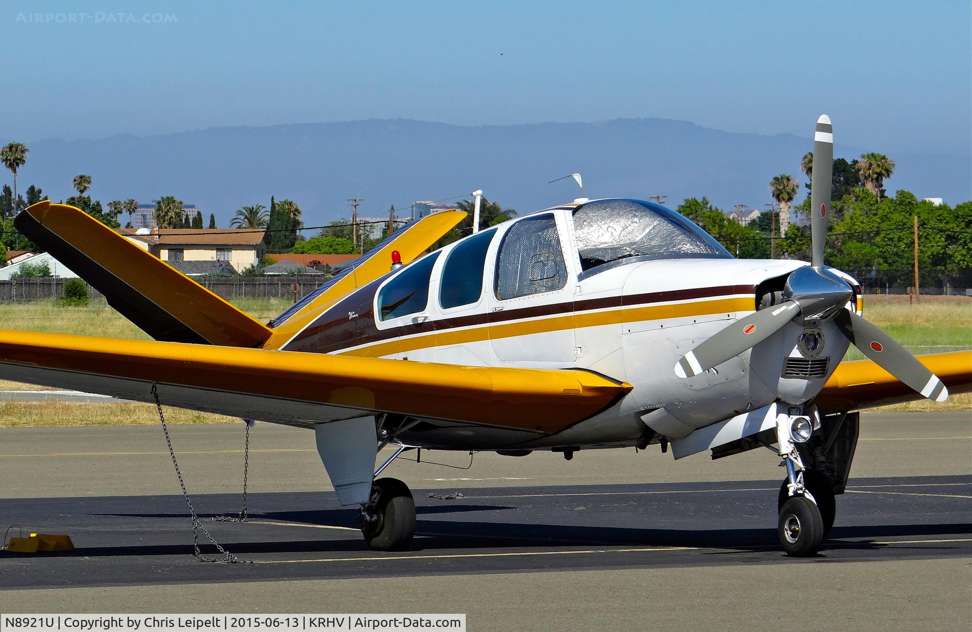 N8921U, 1965 Beech S35 Bonanza C/N D-7911, Miller Aviation LLC (San Jose, CA) 1965 Beechcraft S35 Bonanza parked on the visitor's ramp for EAA Young Eagles rally at Reid Hillview Airport, San Jose, CA.