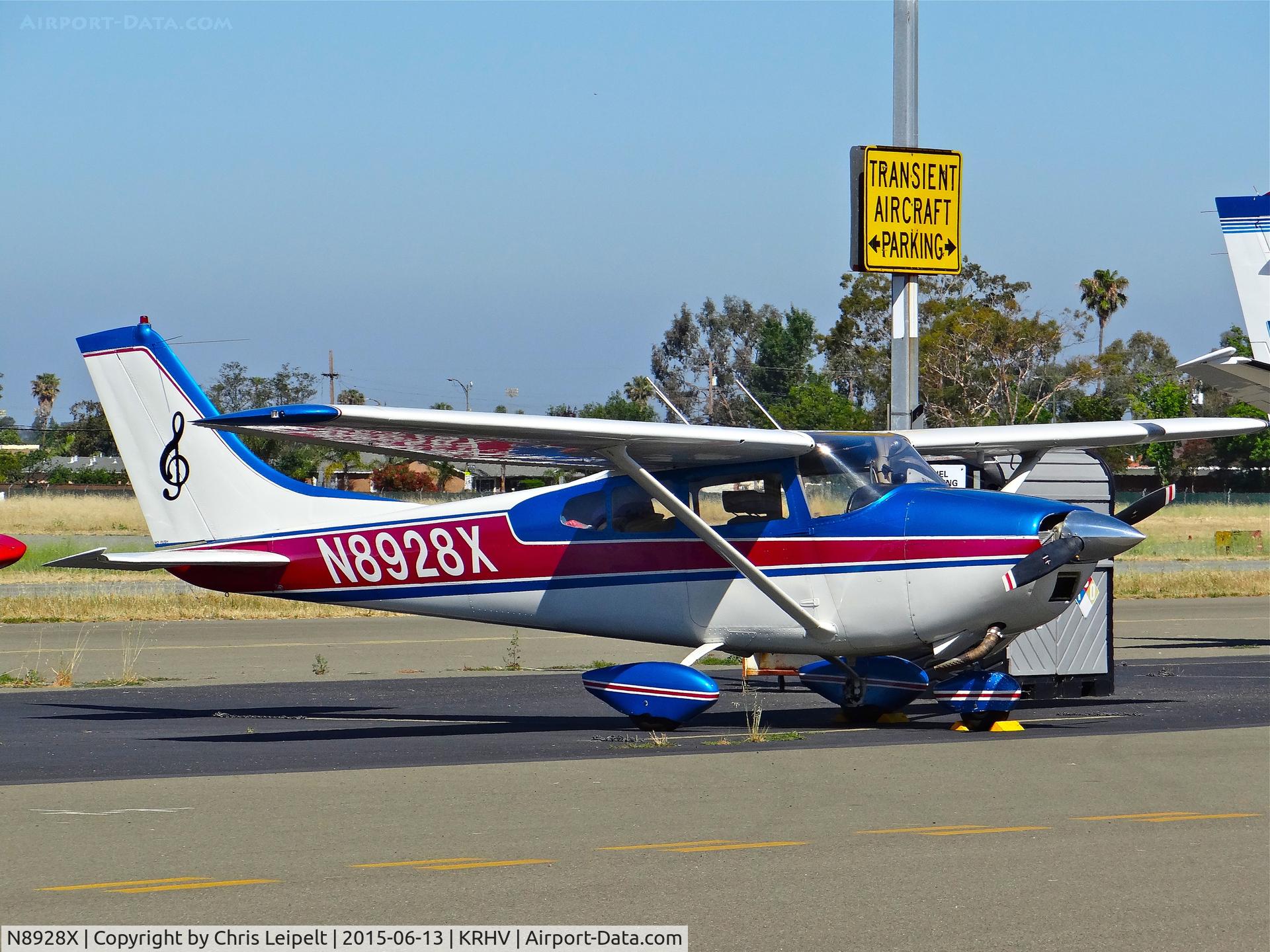 N8928X, 1961 Cessna 182D Skylane C/N 18253328, California-based 1961 Cessna 182D parked on the visitor's ramp Reid Hillview Airport, San Jose, CA.