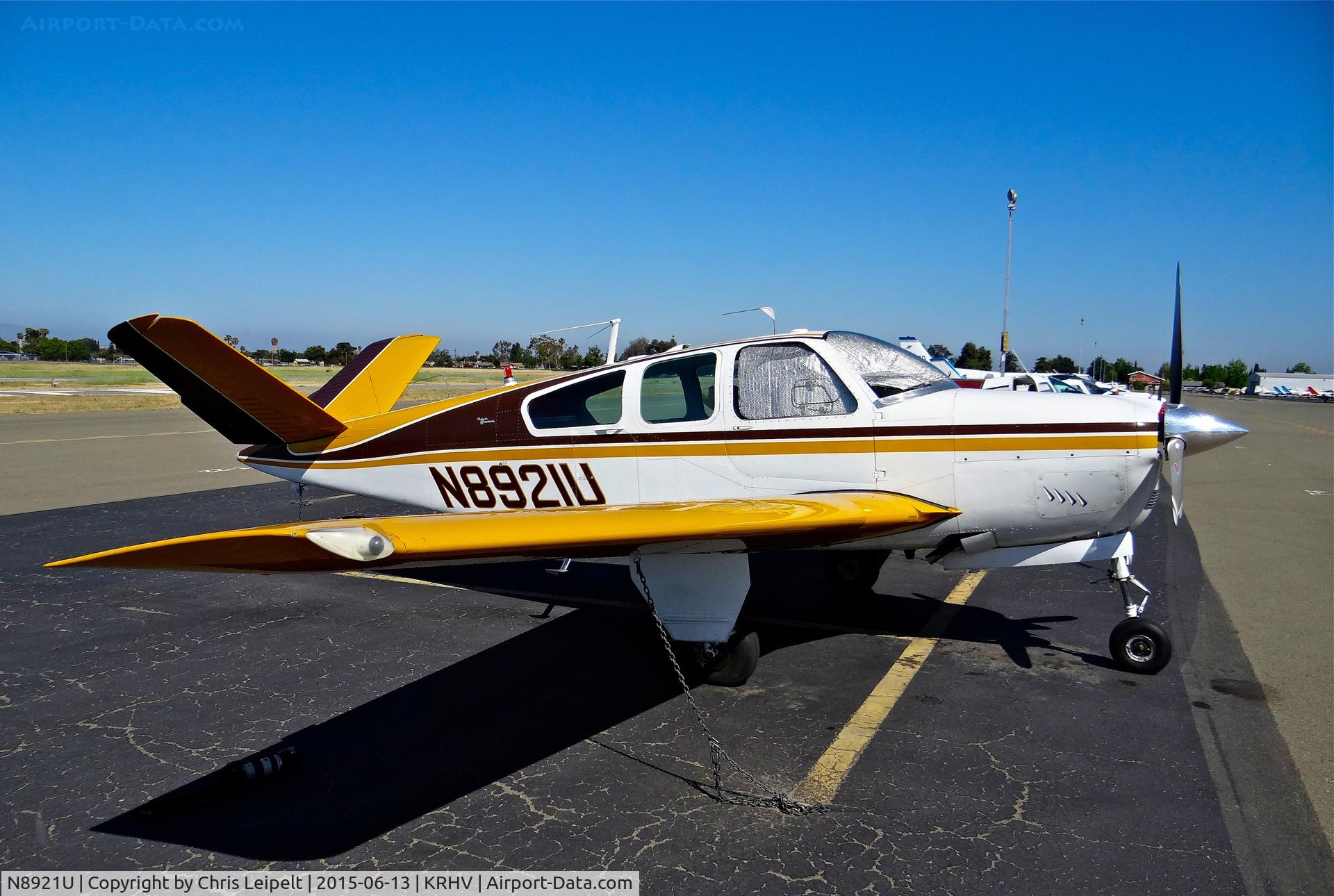 N8921U, 1965 Beech S35 Bonanza C/N D-7911, Miller Aviation LLC (San Jose, CA) 1965 Beechcraft S35 Bonanza parked on the visitor's ramp for EAA Young Eagles rally at Reid Hillview Airport, San Jose, CA.